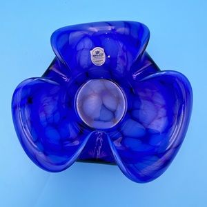 German Salco Kristallglas Bowl Hand Blown Studio Art Glass Made in Germany